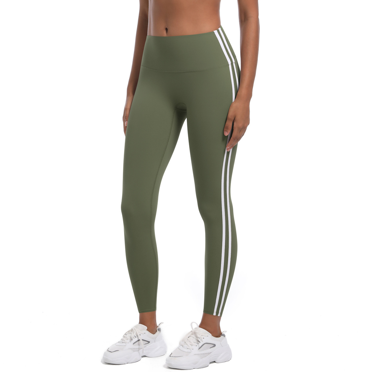Fitness Sport Style Stripe Nylon Collarless Side Stripe Active Bottoms Leggings display picture 59