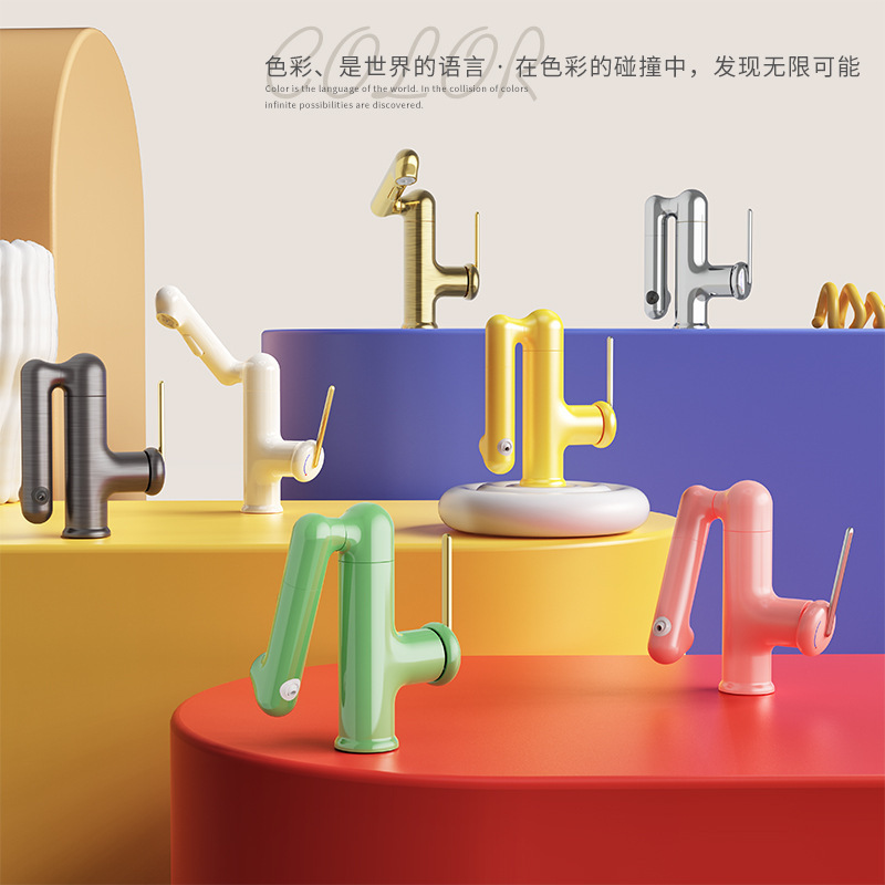 Cross-Border Bathroom Multi-Functional Dopamine Robotic Arm Basin Rotating Faucet Countertop Basin Washbasin Hot and Cold Faucet Cross-Border Bathroom Multi-Functional Dopamine Robotic Arm Basin Rotating Faucet Countertop Basin Washbasin Hot and Cold Faucet