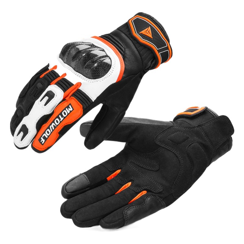 Motocicleta Riding anti-caída guantes de cuero de protección al aire libre pista de fibra de carbono mano Knight guantes de carreras de cuero de protección