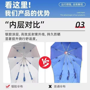 Electric Vehicle Motorcycle Umbrella, Sunshade, Rain Cover, Detachable, Thickened, Waterproof, Rainproof, Men's Style, Tricycle Canopy