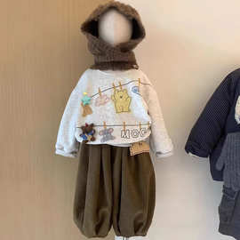 玩偶可爱套装2025秋冬季新款韩版儿童加绒卡通衣服 保暖女宝卫衣