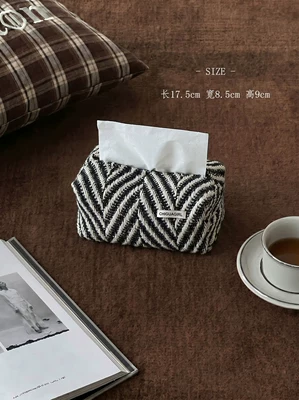 Light Luxury and High-End Fabric Tissue Box, Woven Design for Living Room Coffee Table and Dining Room, Tissue Storage Box, Napkin Holder (Car tissue box/set) - wrong-order-of-lin-ying