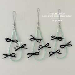 夏日薄荷黑巧珍珠蝴蝶結手機鏈條ccd相機掛繩防丟手繩咕本掛件