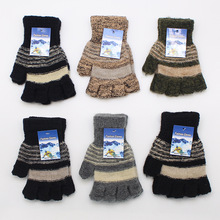 2025新款秋冬季男士半指手套学生保暖防寒马海毛手套批发地摊货源