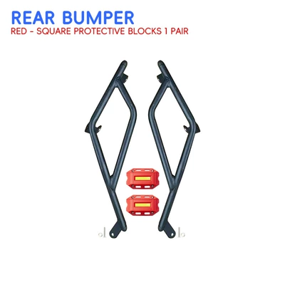 CFMOTO 150SC crash guards, front: Motorcycle bumper - black-carbon-steel-rear-bumper-red-protective-block
