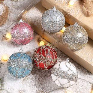 Cross-Border Christmas Ball Decoration 8*8cm Christmas Tree Decoration Christmas Ball Holiday Scene Arrangement Christmas Tree Pendant Ball