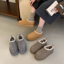 雪地靴女款2025新款冬季桑坡休闲厚底真皮毛线编织加绒棉鞋女外穿