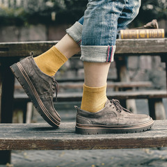 韓版加大碼襪子男中筒秋冬季純色休閒運動長筒襪男士ins潮襪廠家