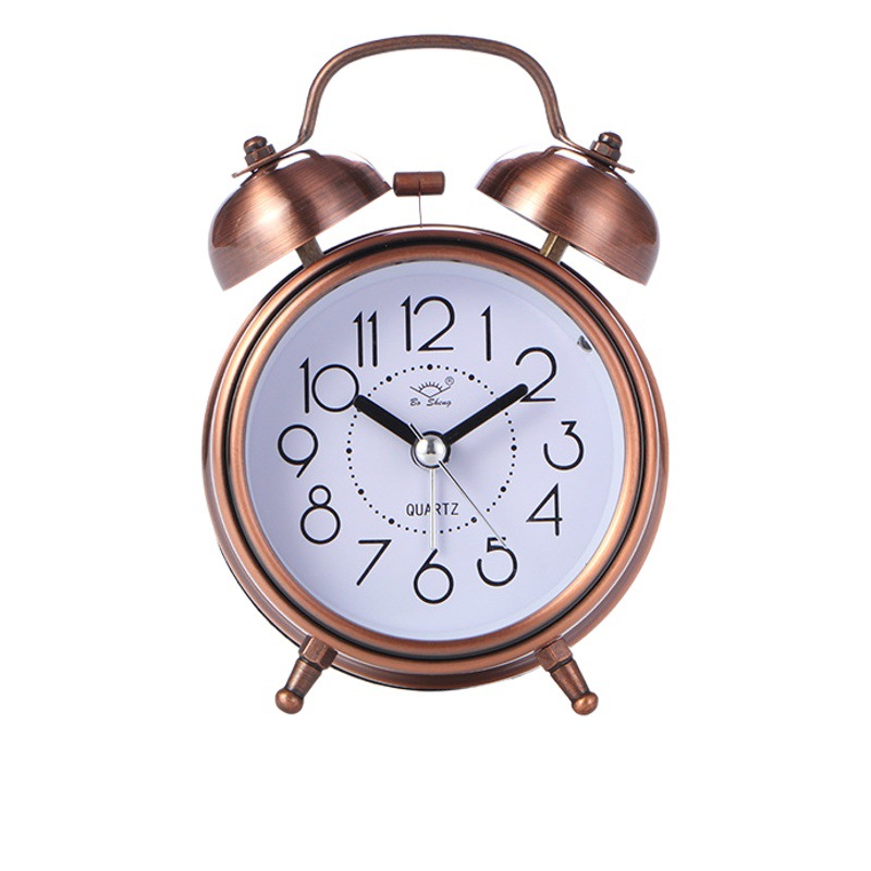 Reloj despertador de campana de metal retro creativo Reloj mudo de 3 pulgadas Reloj de cabecera de dormitorio de estudiante Reloj luminoso Fábrica al por mayor