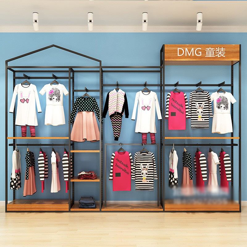 Estantes para tiendas de ropa infantil, estantes de exhibición para tiendas de maternidad y bebés en centros comerciales, percheros de pie y de pared, estantes creativos para exhibir ropa