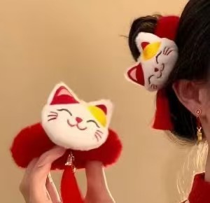 복을 불러오는 마네키네코 머리끈