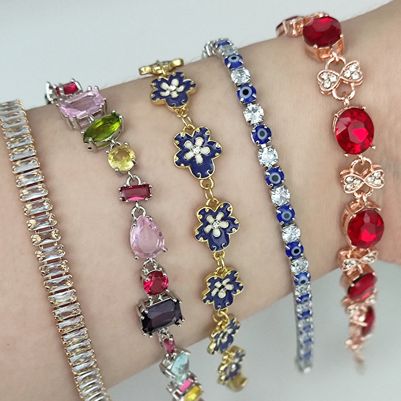 Dopamine Colored Zircon Bracelet for Women, New Style, Light Luxury, Niche, Exquisite, High-End Feel, Friendship Jewelry