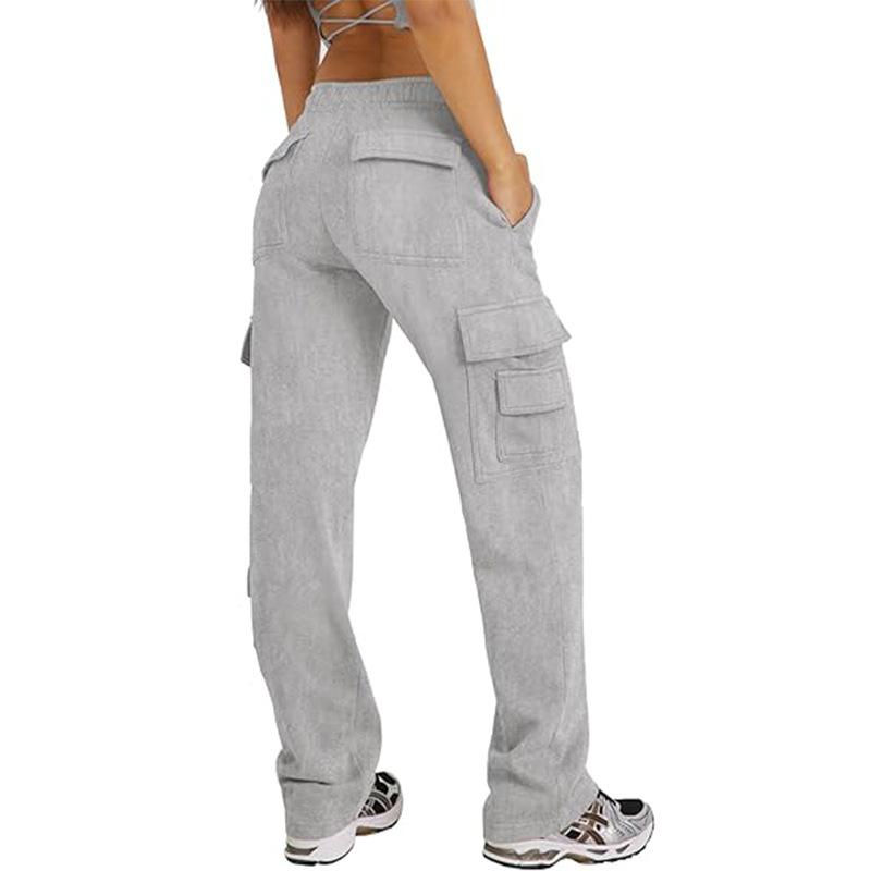 Women's Clothing New Multi Pocket Y2K Overalls Casual Loose Sports Fitness Wide Leg Pants_voghion.com