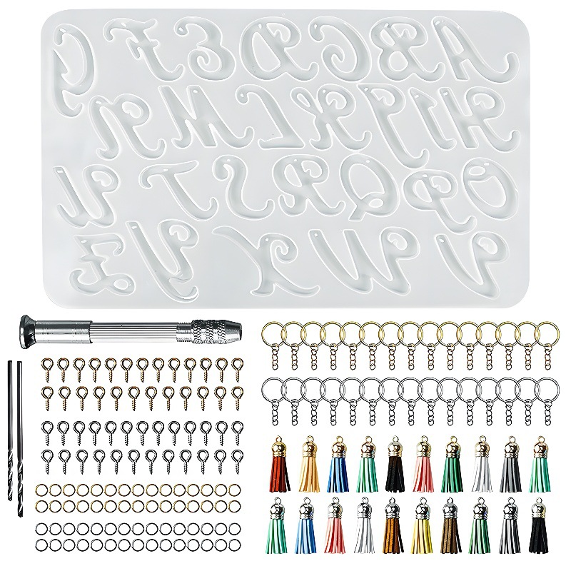 DIY cristal epoxi resina molde colgante 26 inglés llavero silicona molde Amazon