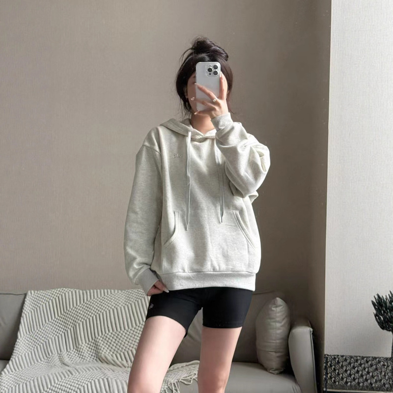 alo金智秀Jisoo同款男女连帽加绒卫衣运动立体标宽松口袋秋款休闲|undefined
