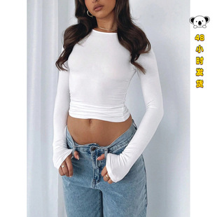 Z 43020 Slim solid base long tee ���ü�ɫ���������