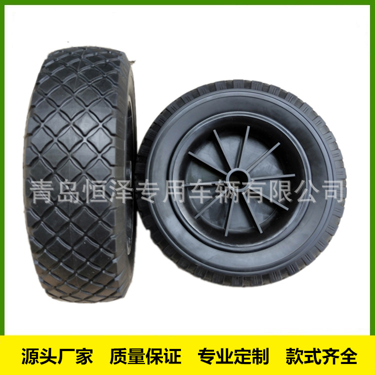 10寸黑色PU发泡实心轮 3.00-4实心轮胎 推车轮 千斤顶轮子 工具轮