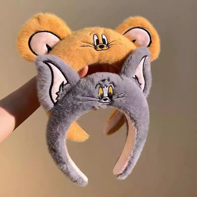 日韓秋冬可愛卡通貓和老鼠束髮帶洗臉發箍洗漱敷面膜化妝頭套髮飾