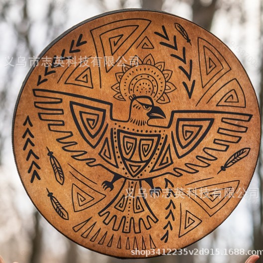 Instrumento de percusión de tambor de ojo de luna dorado para decoración de festivales transfronterizos de nuevos productos de 2024, artesanía hecha a mano, arte de percusión.