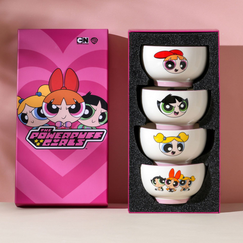 Pequeña Policía de Cerámica Autentizada Conjunto de cubiertos de cerámica encantador patrón de dibujos animados tazón de arroz caja de regalo doméstica tazón de porcelana