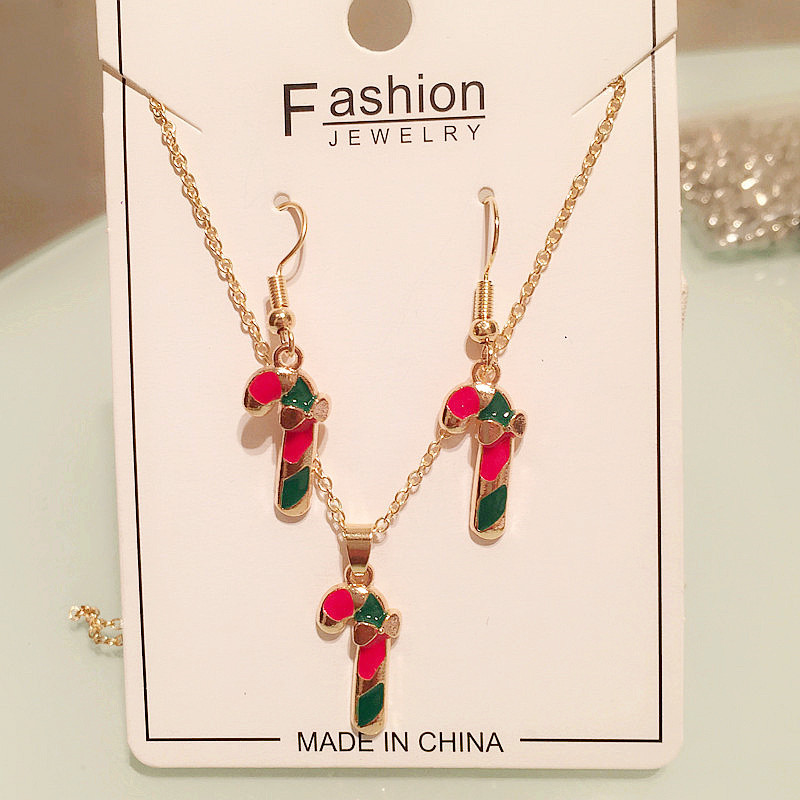 12g Weight Jewelry Set Classification Earrings + Necklace Quantity Holiday, Daily Occasion Alloy Material Christmas Festival Santa Claus Pattern Women's Gender Enamel, Flakes Design Cute, Simple Style Style Cute Simple Style Santa Claus Alloy Enamel Flakes Christmas Women's Jewelry Set 无