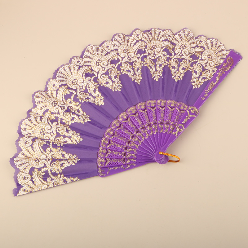 Abanico Plegable de Encaje de Plástico, Estampado, para Danza image 43