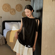 【LS新品牌】黑标极简大牌 夏季上新极简气质宽松无袖上衣女30058