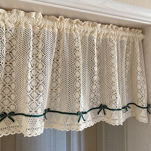 French-Style Country Cotton Thread Crochet Lace Kitchen Short Curtain, Door Curtain, Window Curtain, Cabinet Door Cover Curtain