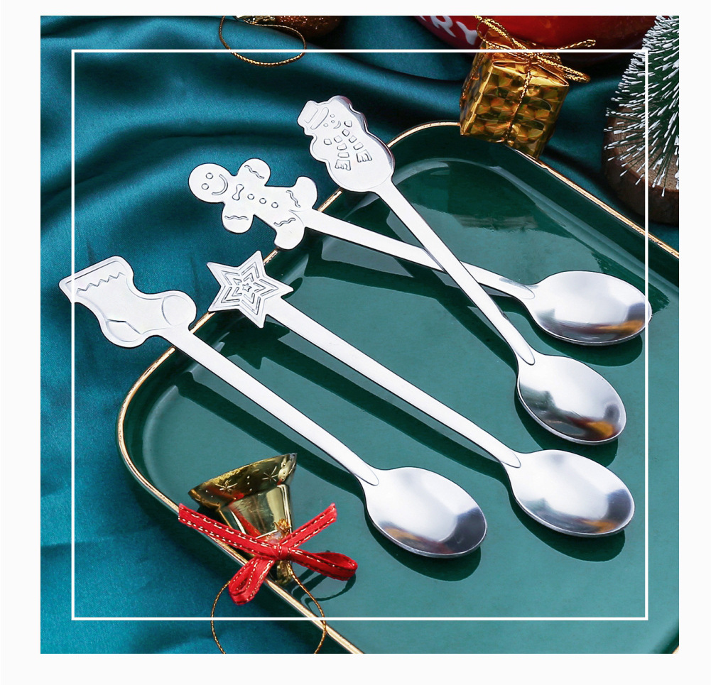 15g Weight Tableware Kitchen and drinking utensils Tableware Event & Party Supplies Christmas Cute Cartoon Stainless Steel Festival Tableware 1 Set