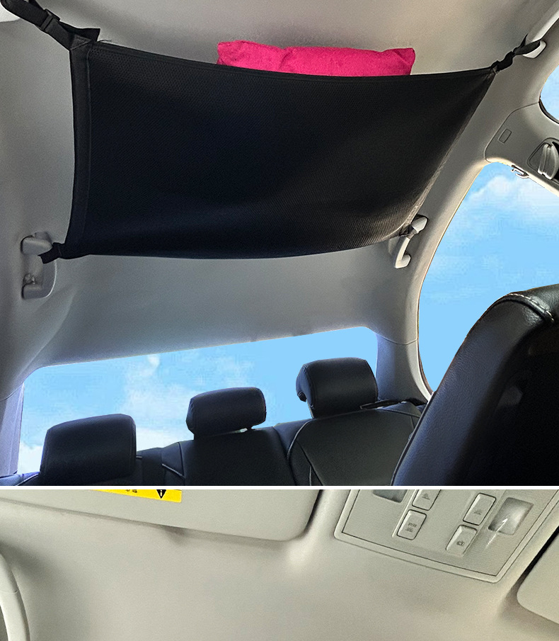 Car Roof Storage Bag, Self-Driving Travel Luggage Storage Bag, In-Car Mesh Pocket, Thickened Sandwich-Style Car Interior Miscellaneous Storage Bag
