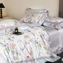 春夏新品80支御锦天丝棉锻超细旦数码印花四件套全棉凉感床上用品