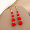 Sexy silver needle, red retro earrings for bride, Japanese and Korean, internet celebrity