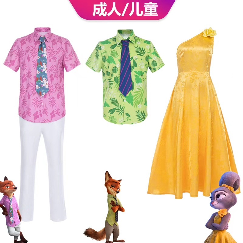 Zootopia Cosplay Costume Judy Hopps Yellow Dress Rabbit Nick Same Style Anime Stage Performance Costume
