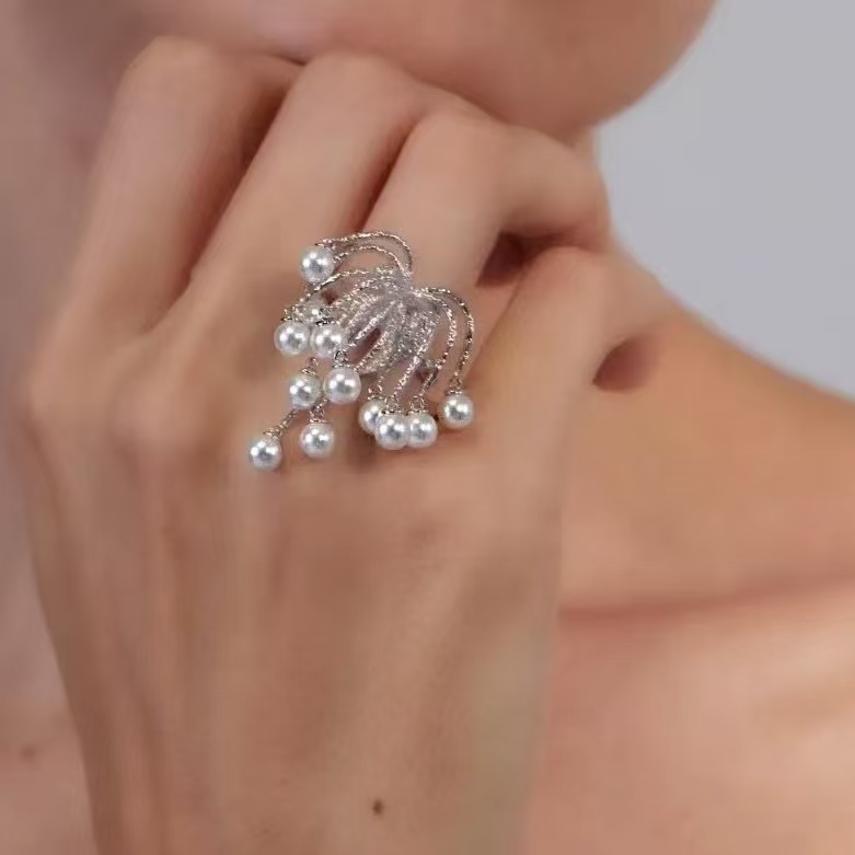 Bague Femme Perle D'eau Douce Vintage Et Élégante Réglable_voghion.com