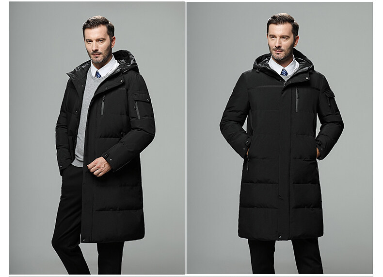 Piumino con cappuccio ispessito per nuovo prodotto invernale per cappotto da uomo di media lunghezza in piumino d'anatra bianco caldo_voghion.com