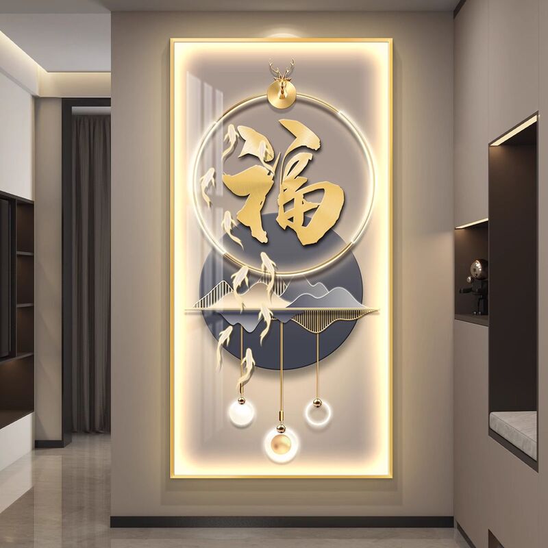Modern Light Luxury Entrance Decorative Painting, Placed Opposite the Door for Good Meaning, Entrance Wall Art, Corridor and Hallway High-End Wall Painting Modern Light Luxury Entrance Decorative Painting, Placed Opposite the Door for Good Meaning, Entrance Wall Art, Corridor and Hallway High-End Wall Painting