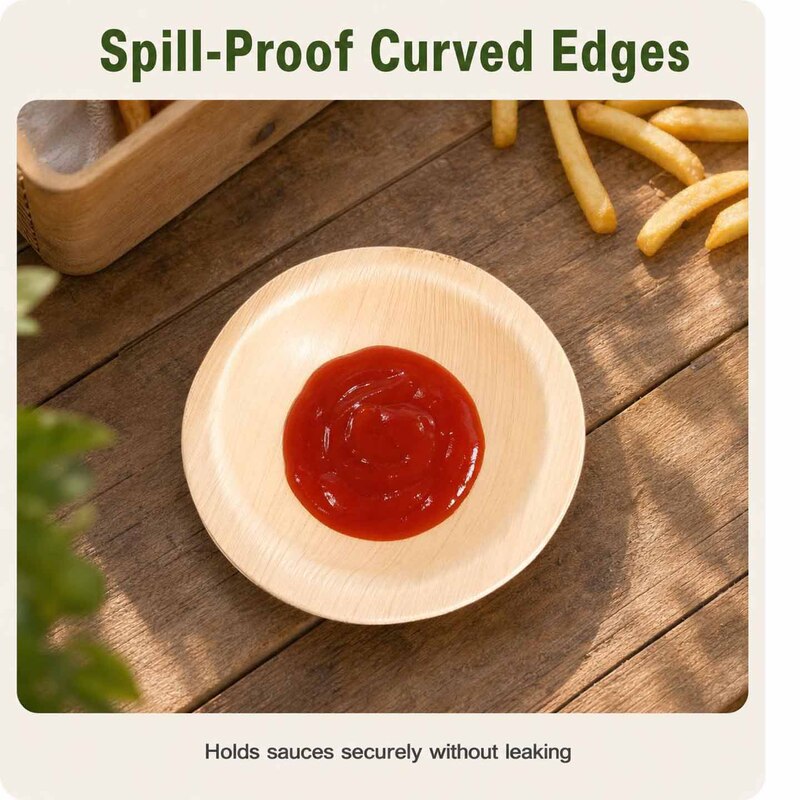Manufacturer wholesale 2.5inch palm leaf dipping sauce dishes, disposable eco-friendly dinner plates, biodegradable sauce bowls and small dishes Manufacturer wholesale 2.5inch palm leaf dipping sauce dishes, disposable eco-friendly dinner plates, biodegradable sauce bowls and small dishes