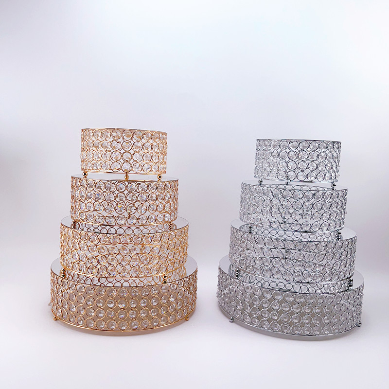 Ventas transfronterizas de cristal estante de pastel de boda postre estante de exhibición acrílico espejo pastel platos de refrigeración platos de frutas