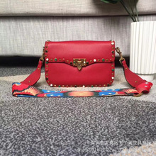 v家华伦家走秀欧货时尚链条单肩斜背包头层牛皮柳钉女包一件代发