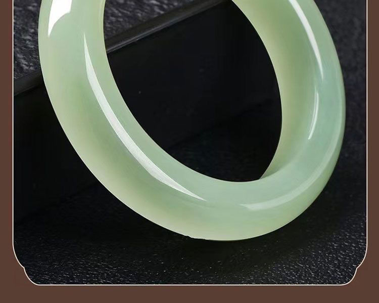 Vòng tay ngọc bích Hetian tự nhiên Tân Cương dáng tròn chính giữa rộng — Với chứng chỉ kiểm tra quốc gia (hỗ trợ kiểm tra lại) chi tiết 11