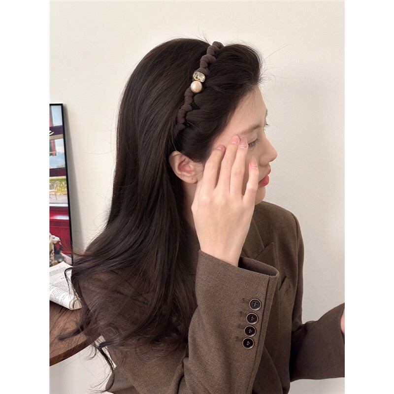 パールハイヘッドバンド歯付き滑り止めヘッドバンド女性用2025年秋冬新作ハイエンドデイリーウェアヘッドバンド|undefined