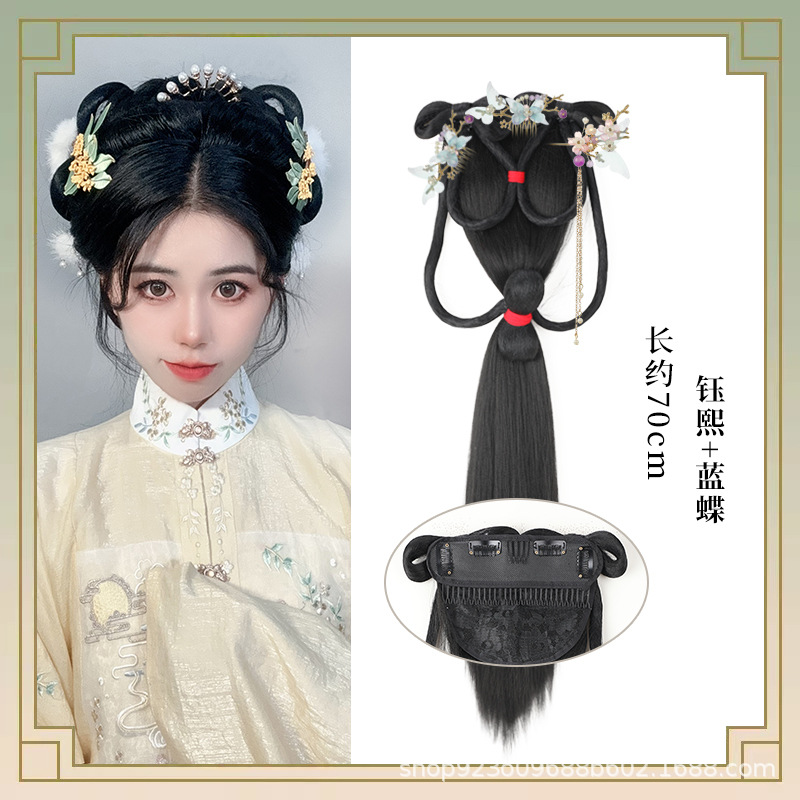 찬시 백번 + 파란나비 헤어 액세서리 한 쌍