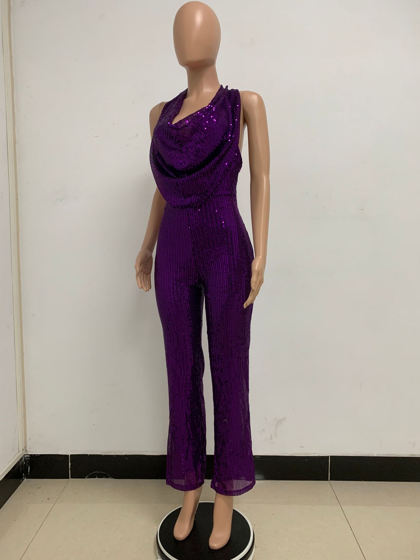 Women's Party Street Sexy Solid Color Full Length Sequins Jumpsuits display picture 85