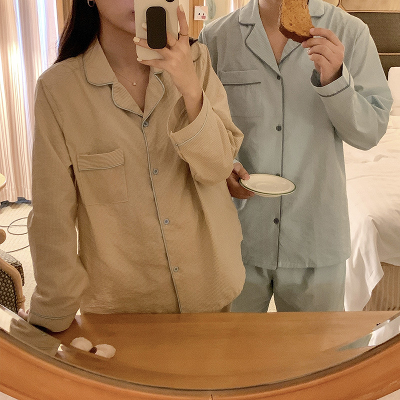 Product details picture_actual shot#new product#Men's comfortable and loose striped early autumn pajamas and home clothes set