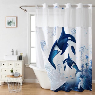 Snap In Shower Curtain�羳���ה��aӡ����ˮԡ���l���g���ຟ