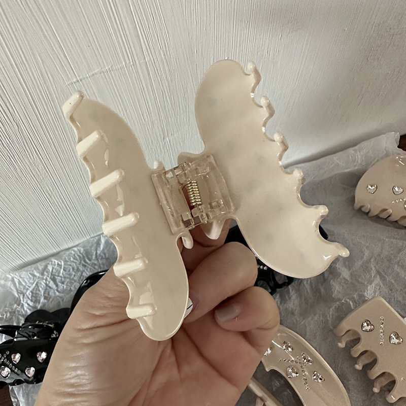 Niche Sød Cool Powder Diamant Kærlighed Grib Clip Haj Clip Diamant Carving Hår Grib Baghovedet Dame Clip Hårnåle Hårtilbehør_voghion.com