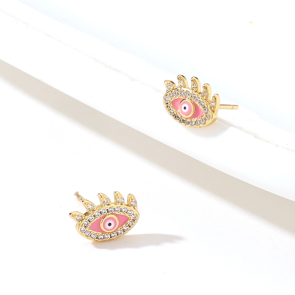 new evil eye oil drop creative copper inlaid zircon earrings