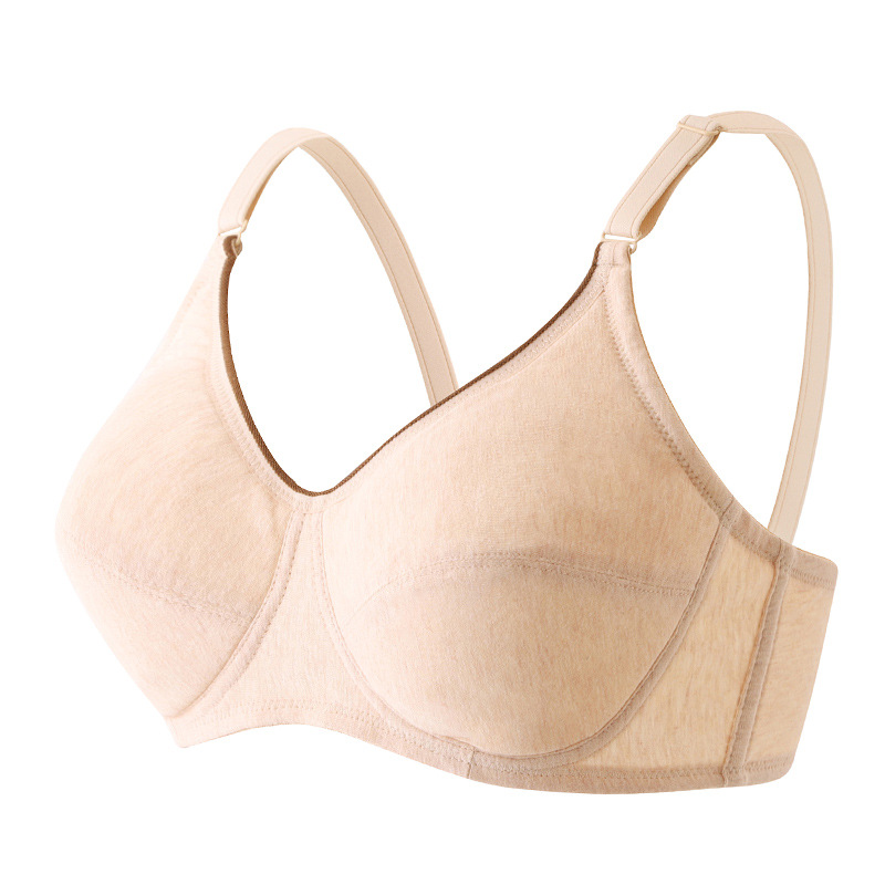 Zhangyan factory 510 middle-aged and elderly colored cotton bra comfortable breathable push-up simple wireless glossy back buckle underwear