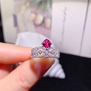 925 silver inlaid natural magnesium aluminum garnet ring wide fashion temperament female ring palace wind ring main stone 5