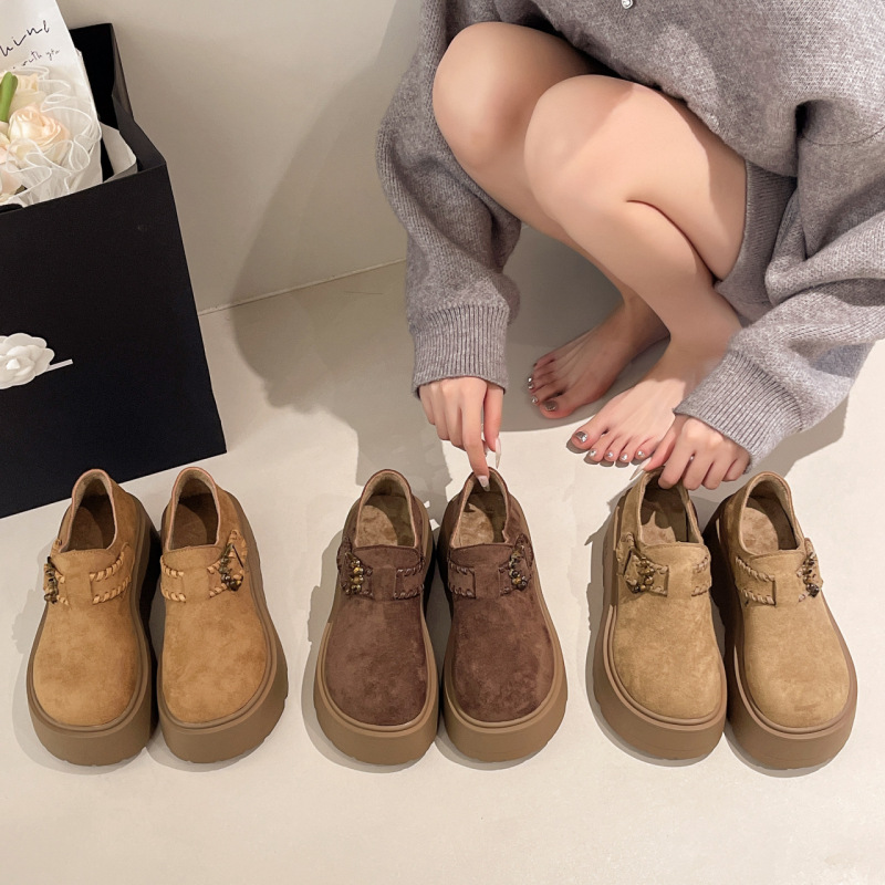 复古厚底勃肯鞋女乐福鞋2025新款秋季百搭配裙子增高松糕底单鞋|undefined